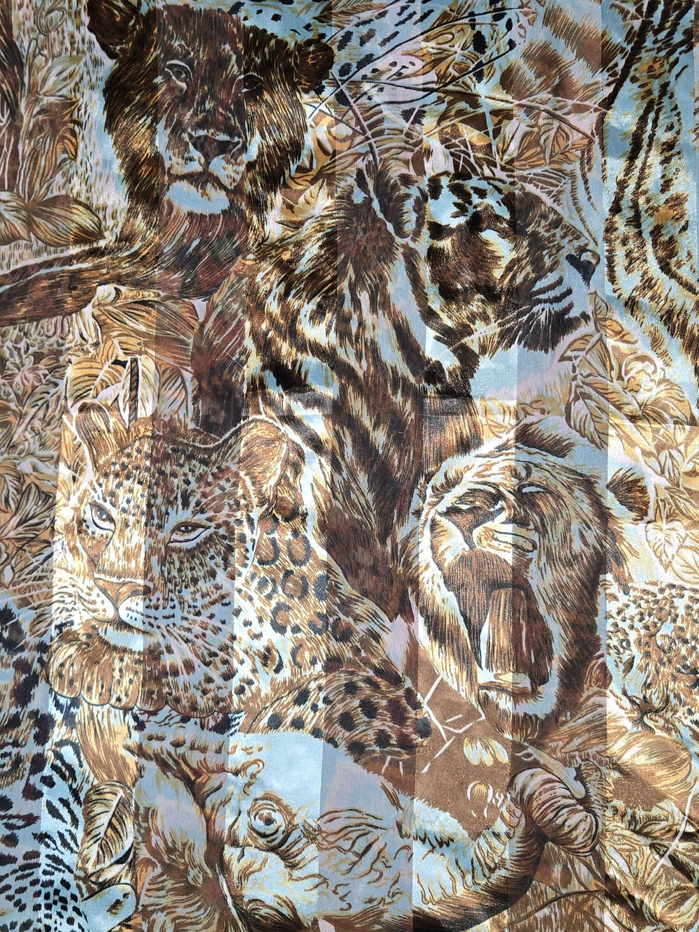 Vintage Perry Ellis Leopard Print Scarf in Brown, Tan and Cream - Picture 3 of 9